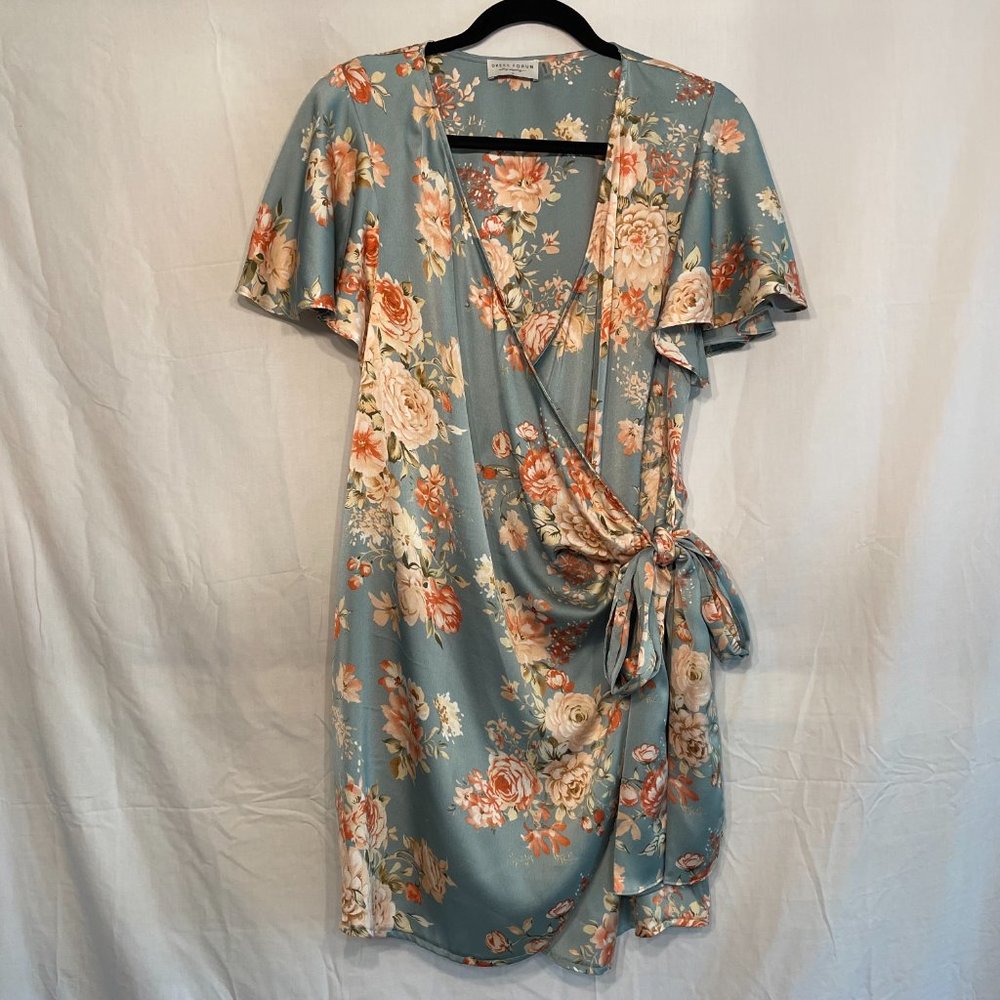 Dress Forum Satin Wrap Mini Dress Size L